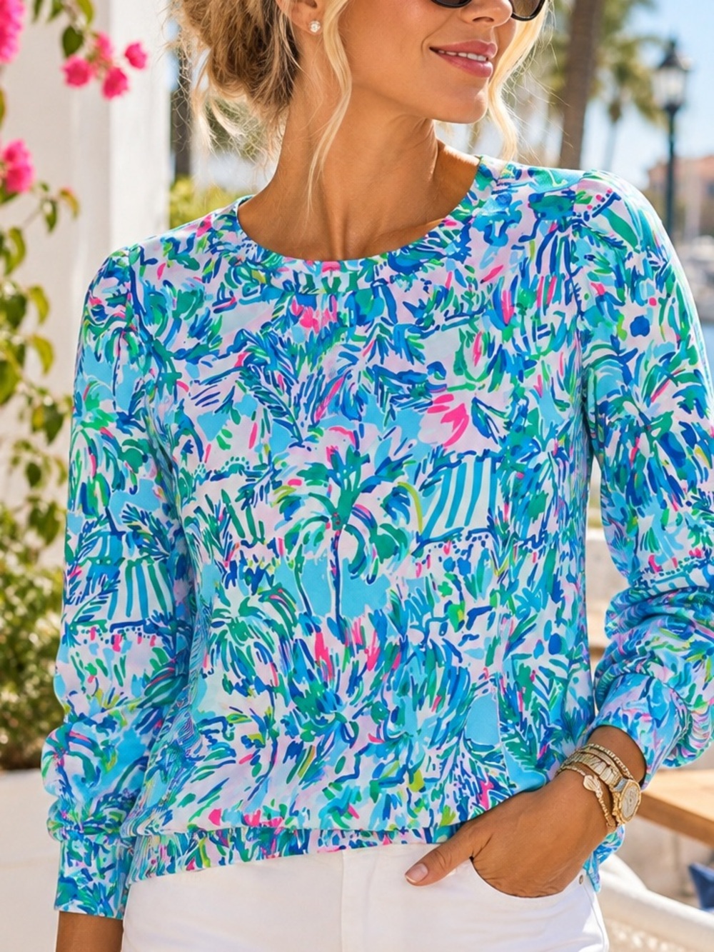 Lilly Pulitzer Tropical Print Cotton Sweatshirt โ NWT Size: L